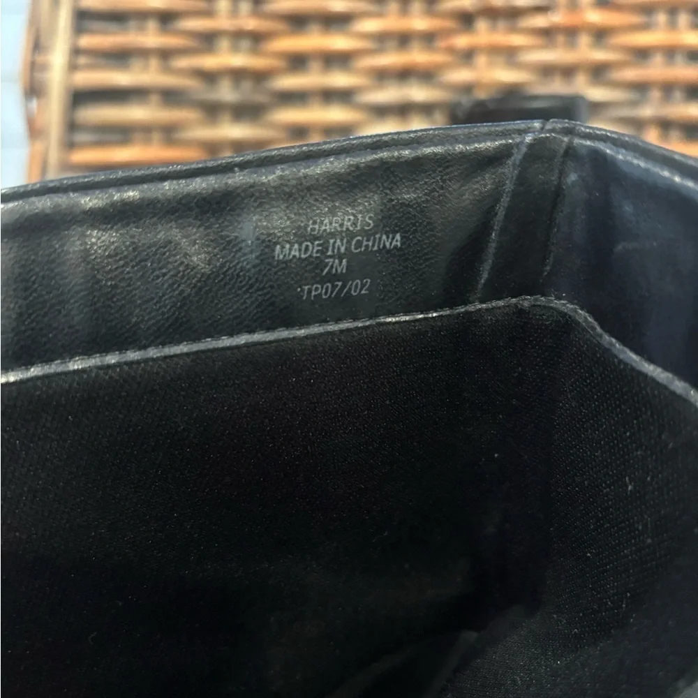 Villager HARRIS Dressy Ankle Boots Black Leather Block Square Toe Size 7
